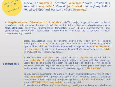 Pályázati felhívás innovációs ösztöndíjra